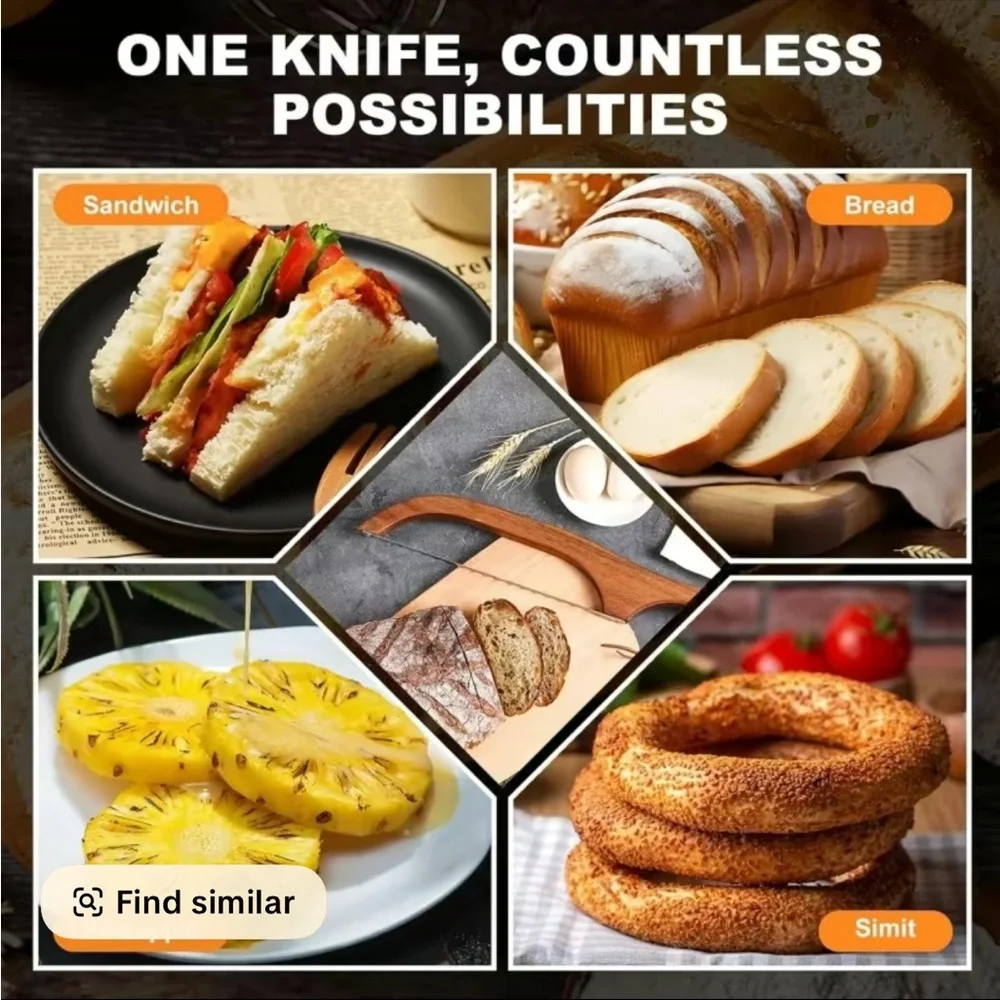 15.7 In Wooden Sourdough Bread Knife- Ergonomic Design for bread. New